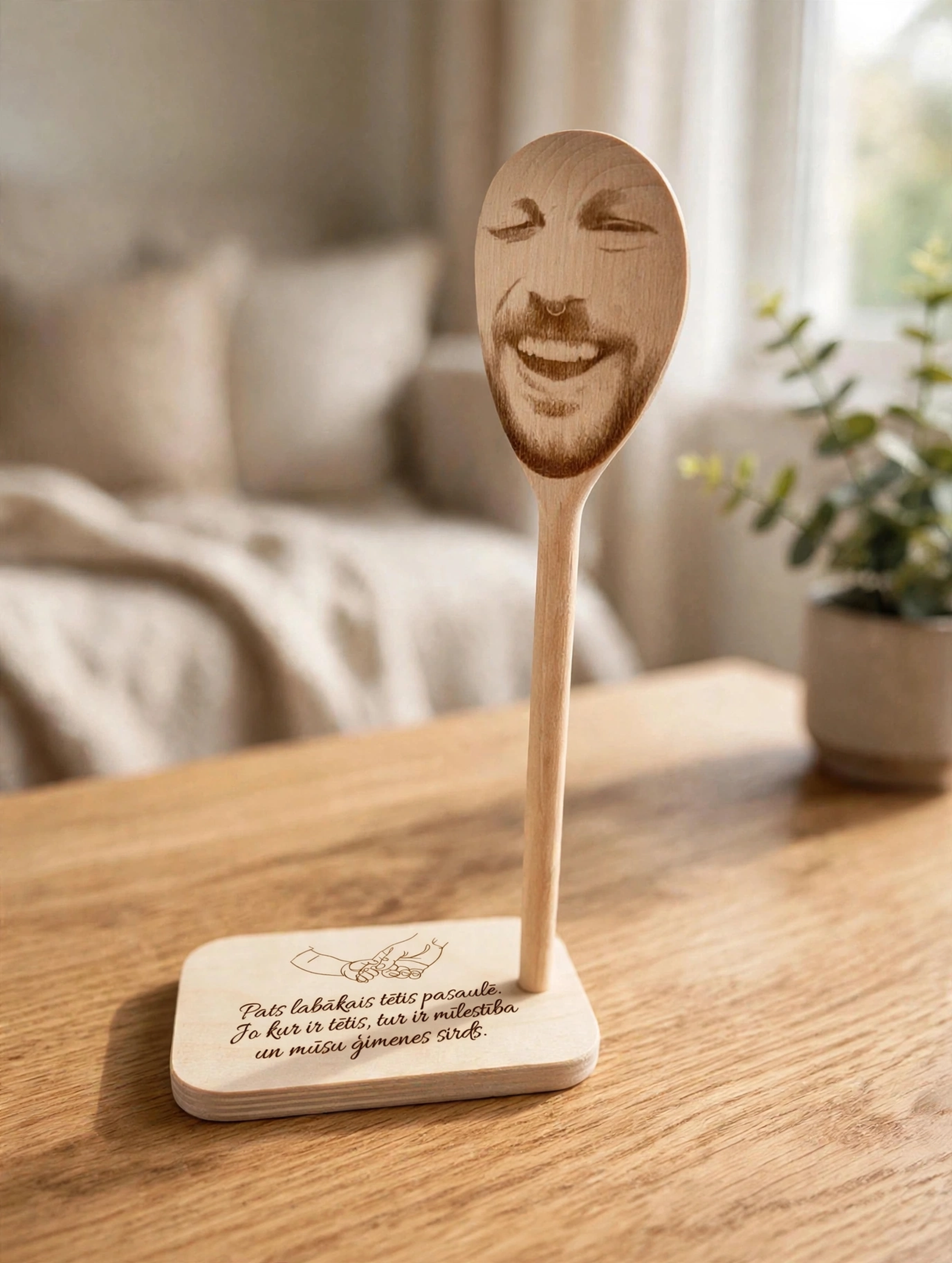 Personalizētas koka karotes ar portreta gravējumu – dāvana tētim - Image 3